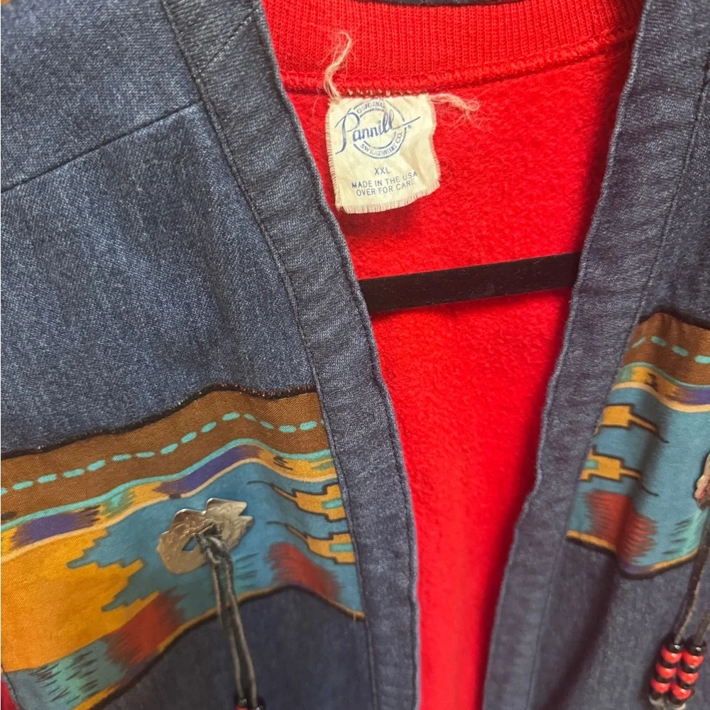Vintage Pannill Denim Jacket With Southwest Tribal Design and Conchos Women’s2XL - Picture 4 of 6